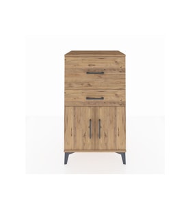 Hyperion Komodin Tek Raflı 2 Çekmeceli 2 Kapaklı 60x44x106 Çam-Çam