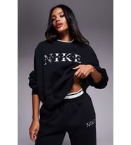 Nike Phoenix Fleece Crew Oversize Womens Sweatshirt Bol Kesim Bisiklet Yaka Kadın Sweatshirt Siyah