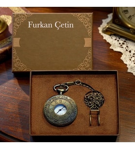 Kişiye Özel Retro Vintage Roma Rakamı Temalı Köstekli Cep Saati