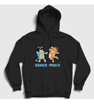 Presmono Unisex Beyaz Bluey Dance Mode Bandit Chili Kapüşonlu Sweatshirt 446423tt (Siyah)