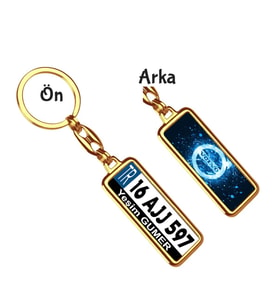 Kişiye Özel Volvo Parıltı Mavi Logo Tema Plaka Anahtarlık (Altın)