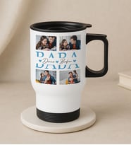 BK Gift Kişiye Özel Fotoğraflı Babalar Günü Tasarımlı Kulplu Beyaz Çelik Bardak Termos Mug 450ml-6, Babalar Günü Hediye, Babaya Hediye (Metal)