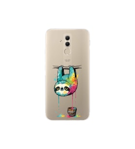Huawei Mate 20 Lite ile Uyumlu Splash Tembel Hayvan Tasarımlı Şeffaf Silikon Kılıf
