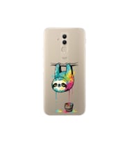Huawei Mate 20 Lite ile Uyumlu Splash Tembel Hayvan Tasarımlı Şeffaf Silikon Kılıf