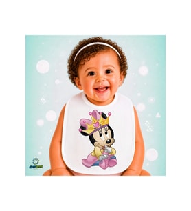 Minnie Mouse Keten Bebek Mama Önlüğü – Yumuşak, Emici, Yıkanabilir, Özel Tasarım P136