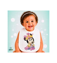 Minnie Mouse Keten Bebek Mama Önlüğü – Yumuşak, Emici, Yıkanabilir, Özel Tasarım P136