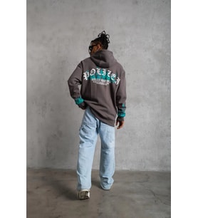 Erkek 3 iplik Pamuklu Alev Baskılı Kapüşonlu hoodie Sweatshirt - Gri