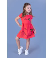 Toontoy Kız Çocuk Nakışlı Çift Taraflı Pul İşlemeli Elbise (Nar Çiçeği)