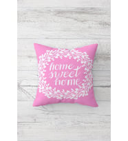 Pembe Home Sweet Home Çift Tarafı Baskılı Gizli Fermuarlı Yastık Kılıfı Kırlent Koltuk Yastık Kılıfı
