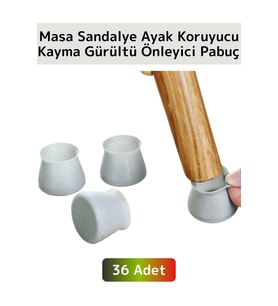 Kayma Çizilme Gürültü Önleyici Mobilya Masa Sandalye Zemin Koruyucu Silikon Pabuç Ayak Kılıfı 36Adet