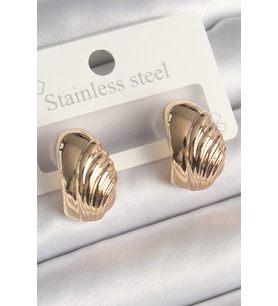 Pirinç Gold Renk İşleme Detaylı Yarım Halka Model Kadın Küpe 5886 - SSSSSS7231-1461