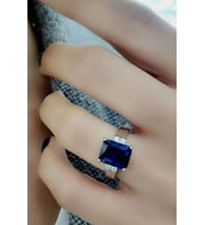 Sky Diamond Blue Creative Sapphire 925ayar Gümüş Lüks Baget Yüzük