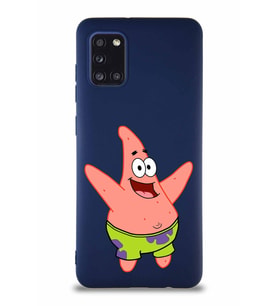 Samsung Galaxy A31 Soft Premier Kapak Patrick Yıldız Tasarımlı Silikon Kılıf - Lacivert (Şeffaf)