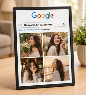 Kişiye Özel Arama Motoru Kişiye Özel Google Temalı Fotoğraflı Çerçeve – Dünyanın En Güzel Kızı Tasarımlı Dekoratif Hediye Masaüstü Çerçeve