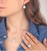 925 Ayar Gümüş Pırlanta Modeli Yuvarlak Takı Seti