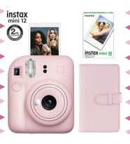 Instax mini 12 Pembe Fotoğraf Makinesi-10'lu Film ve Laporta Albüm Seti
