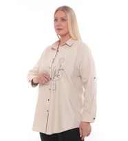 Cotton Büyük Beden Kadın Gömlek (Bej)