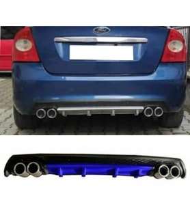Ford Focus 2 Mavi Difüzör Çiftli Yuvarlak Egzoz Görünümlü D Tip Difizör 2004 - 2010
