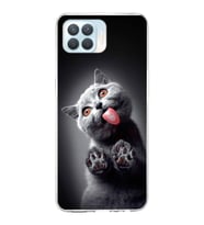 PrintiFy Oppo Reno 4 Lite  ile Uyumlu 1mm Slim Fit Kedi 2 050c Baskılı Şeffaf  Kılıf