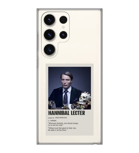 Samsung Galaxy S23 ULTRA Uyumlu Hannibal Lecter Minimalist Poster Desenli Şeffaf Telefon Kılıfı