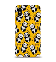 Apple iPhone XS Uyumlu Lansman Kılıf Panda Tasarımlı İçi Kadife Kapak-Sarı (Şeffaf)