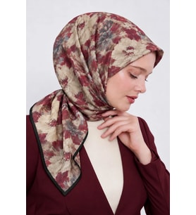 Lesscarves Çiçek Desenli Pamuk İpek Eşarp LS2214