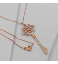 Gümüş Zirkon Taşlı Anahtar Kolye 925 Ayar