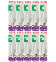 (10 Adet) Şavk 5,5W (37W) Sarı Işık (3000K) E14 Duylu (İnce Duy) Led Kıvrık Ampul