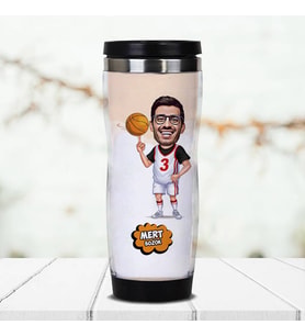 Kişiye Özel Basketbol Oyuncusu Karikatürlü Termos Bardak