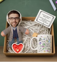 BK Gift Kişiye Özel Erkek Öğretmen Bebek Yastık & Kupa Bardak & Mum & Notluk -2, Öğretmenler Günü, Öğretmene Hediye