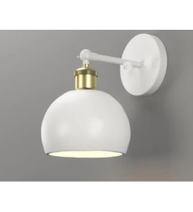 RİOLİGHT RETRO,RUSTİK,VİNTAGE MAFSALLI BEYAZ HAREKETLİ BAŞLIK TEKLİ METAL DUVAR APLİK GLOP ÇAPI:15CM