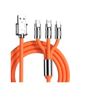 120W 6A 3in1 Type C -Micro Usb-Lightning 1.2 m Hızlı Şarj ve Data Kablosu Turuncu 