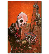 Cakatablo Kırmızı Gitar Çalan İskelet Görseli MDF Tablo