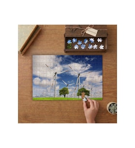 Rüzgar Gülleri - Elektrik Sanralleri Tasarımı 240 parça Ahşap Puzzle Ahşap Kutuda MP04647