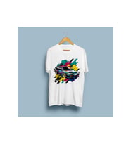 Oversize Color Painted Sedan Car Baskılı Unisex T-shirt (Beyaz)