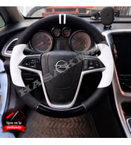 Opel Meriva B Dikme Direksiyon Kılıfı Delikli Deri Parlak Siyah Beyaz Detay Çift Yüzük ve Dikiş 2010-2017