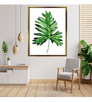Tablore Minimalist Yeşil Tropikal Yaprak Desenli Kanvas Tablo Salon Duvar Dekoru
