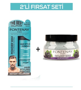 Fontenay Pudra Toz Wax Mavi 20gr + Face And Body Peeling Scrub Yüz Maskesi Böğürtlen 350ml 2'Li Set
