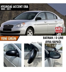 Hyundai Accent Uyumlu Era (2005-2011) Batman Yarasa Ayna Kapağı (Parlak Siyah)