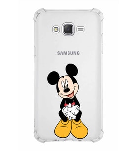 Samsung Galaxy J7  Köşe Korumalı Antişok Kapak Mickey Mouse Tasarımlı Şeffaf  Kılıf