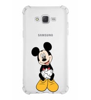 Samsung Galaxy J7  Köşe Korumalı Antişok Kapak Mickey Mouse Tasarımlı Şeffaf  Kılıf