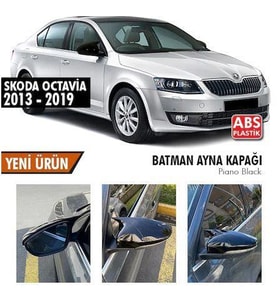Skoda Octavia 2013-2020 Batman Yarasa Ayna Kapağı Piano Black ABS