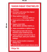 Metal Yangın İhbar Yönetmenliği 15 Cm x 20 Cm Uyarı Levhası Yönlendirme Tabelası
