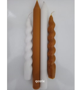 qosrix 4'lü Beyaz Hardal Sarısı Italyan Burgulu Şamdan Soya Mumu Doğal Kokulu Uzun Çubuk Konik Burgu Spiral Mum