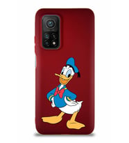 Xiaomi Mi 10T Soft Premier Kapak Donald Duck-C Tasarımlı Silikon Kılıf - Mürdüm (Şeffaf)