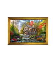 Manzara Temalı Kanvas Tablo 80 x 110 cm Gold Çerçeve