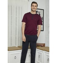 KLY 7618 Erkek Midi Yaka 3'lü Pijama Takımı