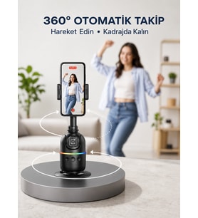 Lexroo Yapay Zeka Destekli Yüz Takip Özellikli 360 Derece Dönen Masaüstü Telefon Sabitleyici Yeni