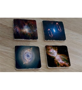 Uzay Manzaraları Doğal Taş Bardak Altlığı 4'lü set - Natural Stone Coasters