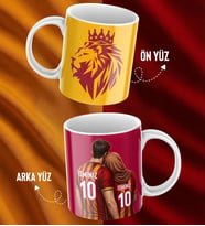 Çiftlere Özel İsim Ve Numara Baskılı Sarı Kırmızı Tasarımlı Kupa Bardak - Hediyelik
